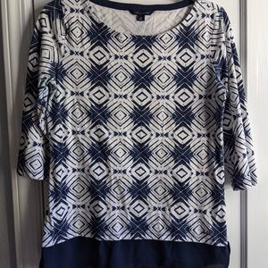 Tommy Hilfiger Navy & White Diamond Blouse